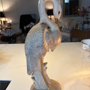 Sophisticated Gray and Gold Crane Sculpture